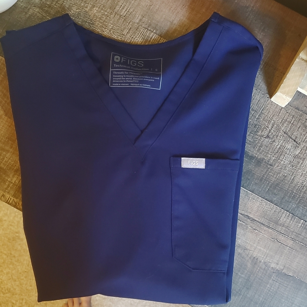 Figs Navy Catarina Scrub Top - Small